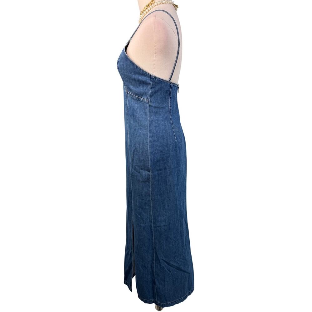 Alice + Olivia Julietta Slit Denim Midi Dress avery blue jean size 2 NWT - Picture 9 of 13